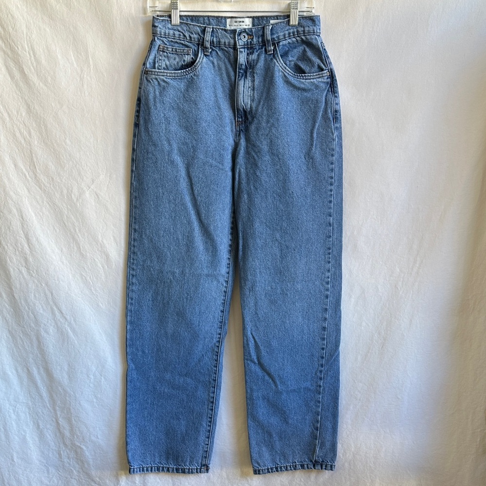 Cotton:On loose straight leg blue jeans with butterfly in back, size 6